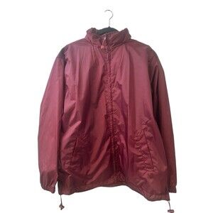 Haggar Generations Men’s L Burgundy Full Zip Hooded Windbreaker Jacket